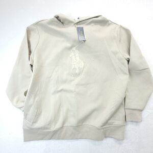 Polo Ralph Lauren Leather Big Pony Double Knit Hoodie Beige Men’s 2XLT NWT